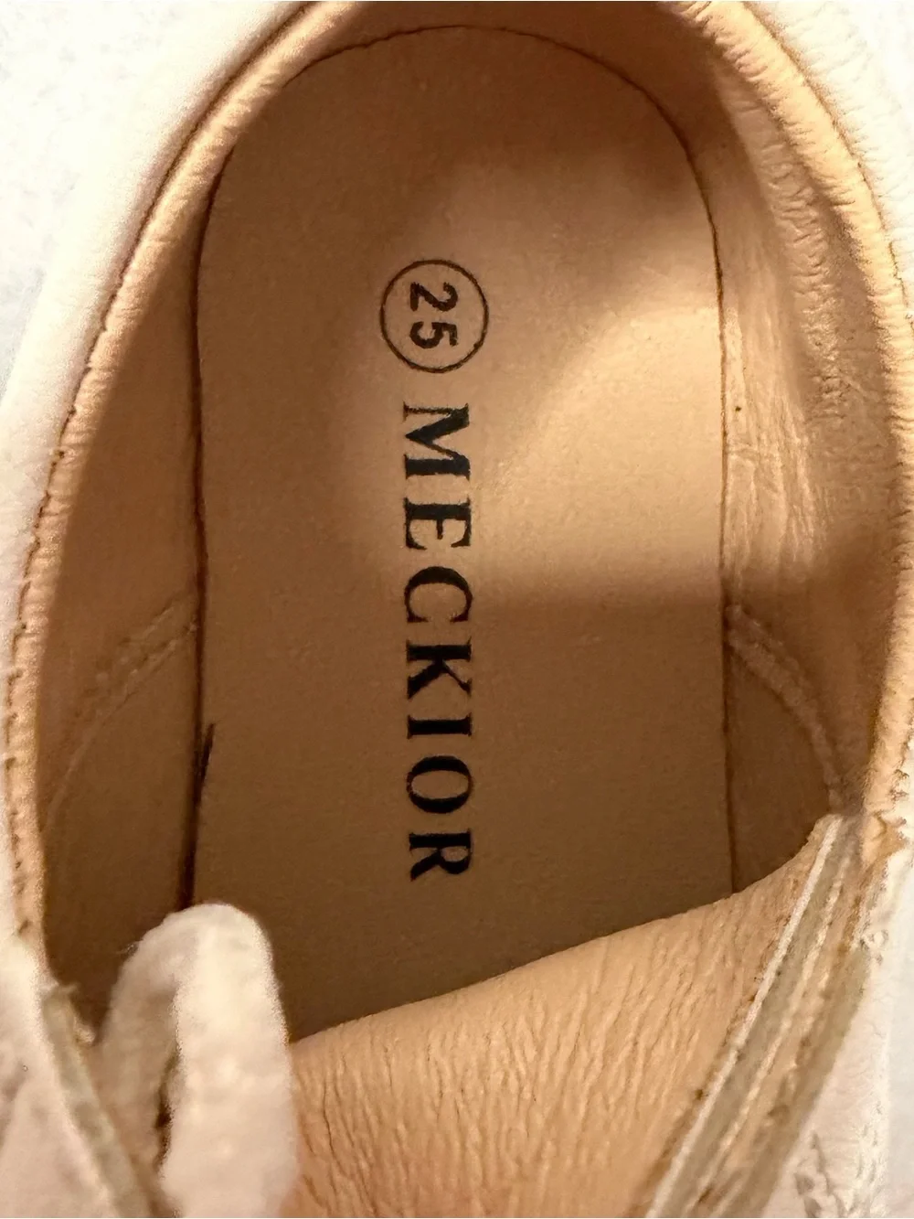 Meckior White Leather Wingtip Oxford Dress Shoes Kids EU 25 US Toddler 8.5-9